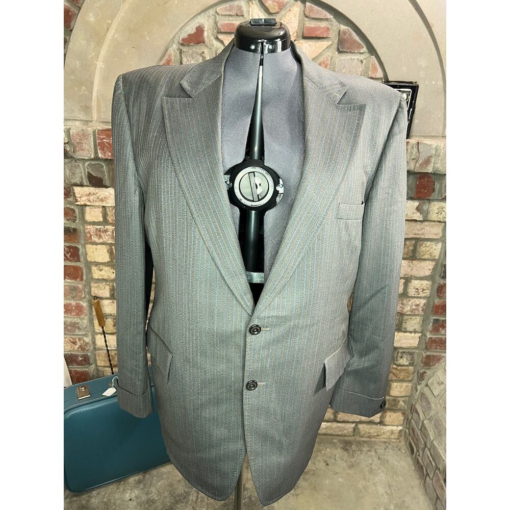 blazer pinstripe gray orange